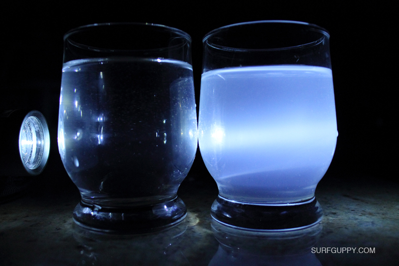 TYNDALL EFFECT EXPERIMENT TEST FOR COLLOIDS USING A GLASS OF DILUTED MILK