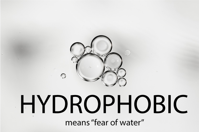 Hydrophobic means "fear of water"